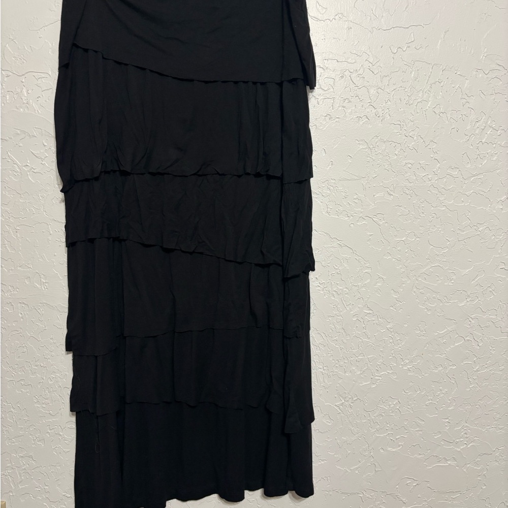 Sharon Young Black Maxi Tiered Skirt